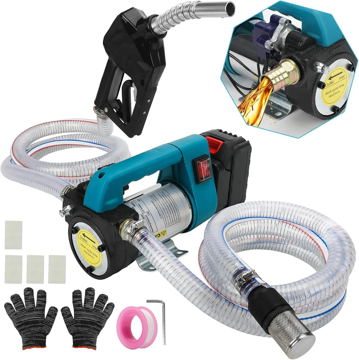 Pompe diesel à batterie 45 l/min – sans fil, 260 W, gris/noir