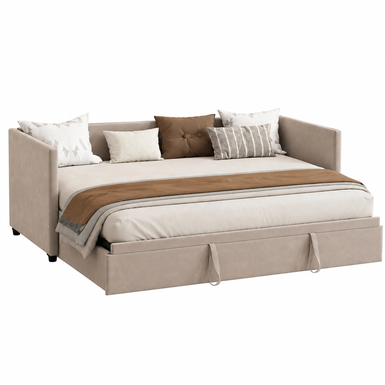 Canapé convertible, extensible, avec sommier, rembourré, en velours, 180 x 200 cm, coloris gris, pour le salon ou la chambre d’amis