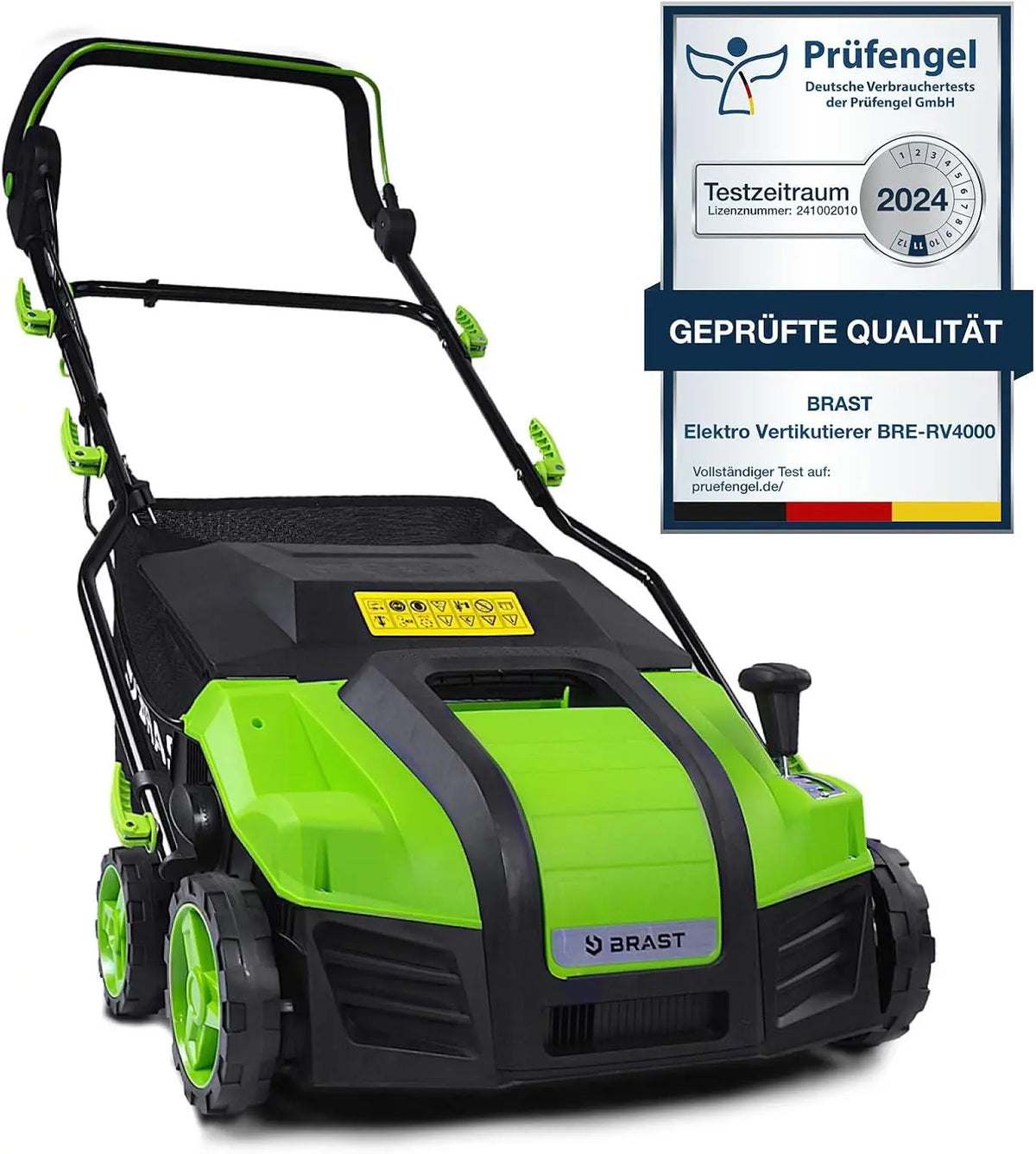 BRAST scarificateur électrique - 1800W largeur de travail 40cm – 50 Hz, noir/gris/vert