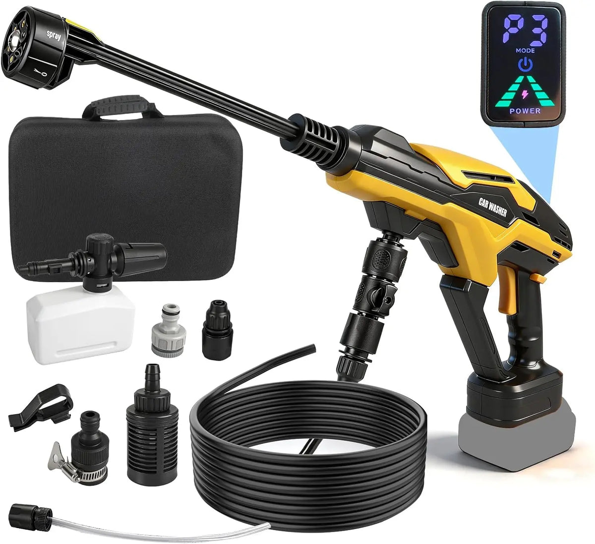 Nettoyeur haute pression sans fil compatible avec Dewalt 20 V – 380 W, 5,5 l/min, gris/noir