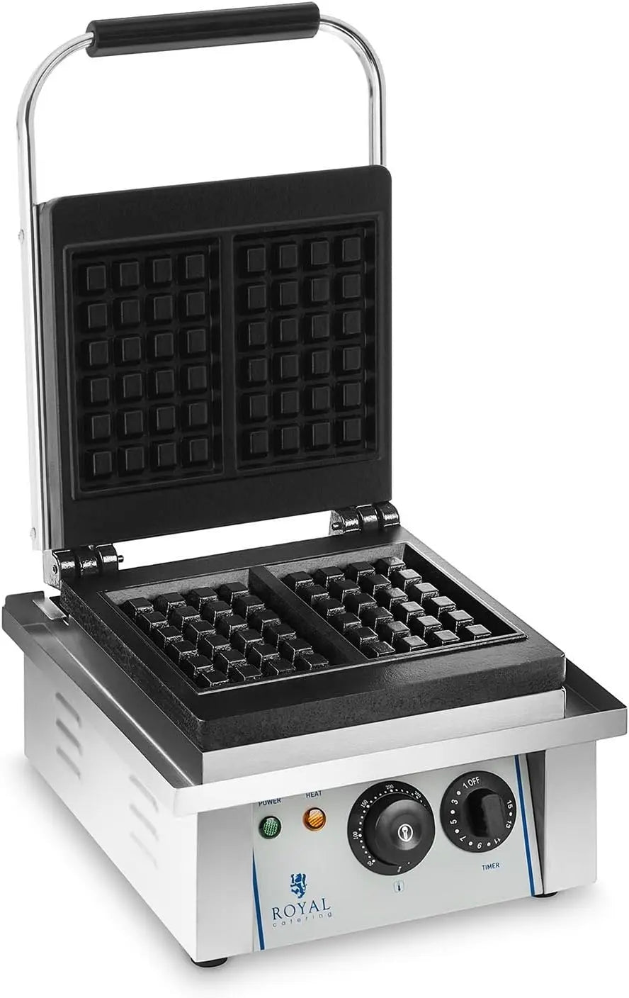 Royal Catering Gaufrier Machine à Gaufres Carré RCWM-2000-E 37x32x50cm – 2,000 W, noir/gris