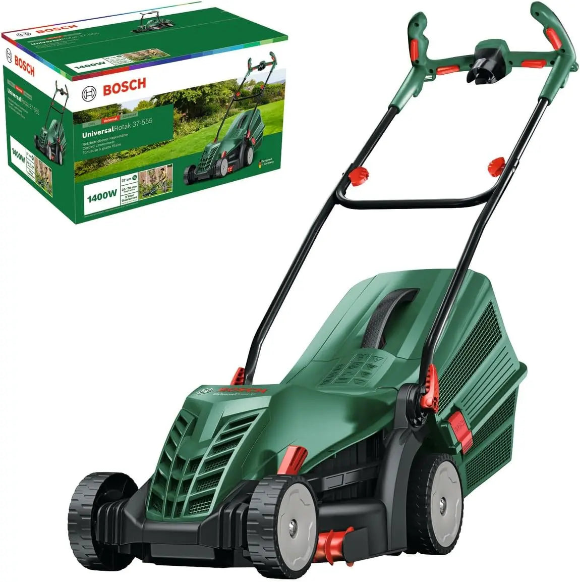 Bosch Tondeuse à Gazon Filaire UniversalRotak 37-555 – 1400 W, vert/gris/noir