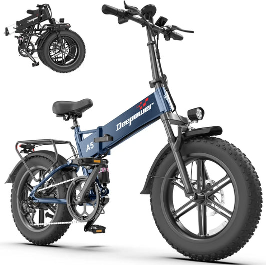 DEEPOWER A5 Vélo électrique pliable pour adultes – 15,6 Ah, 85 Nm, gris/noir