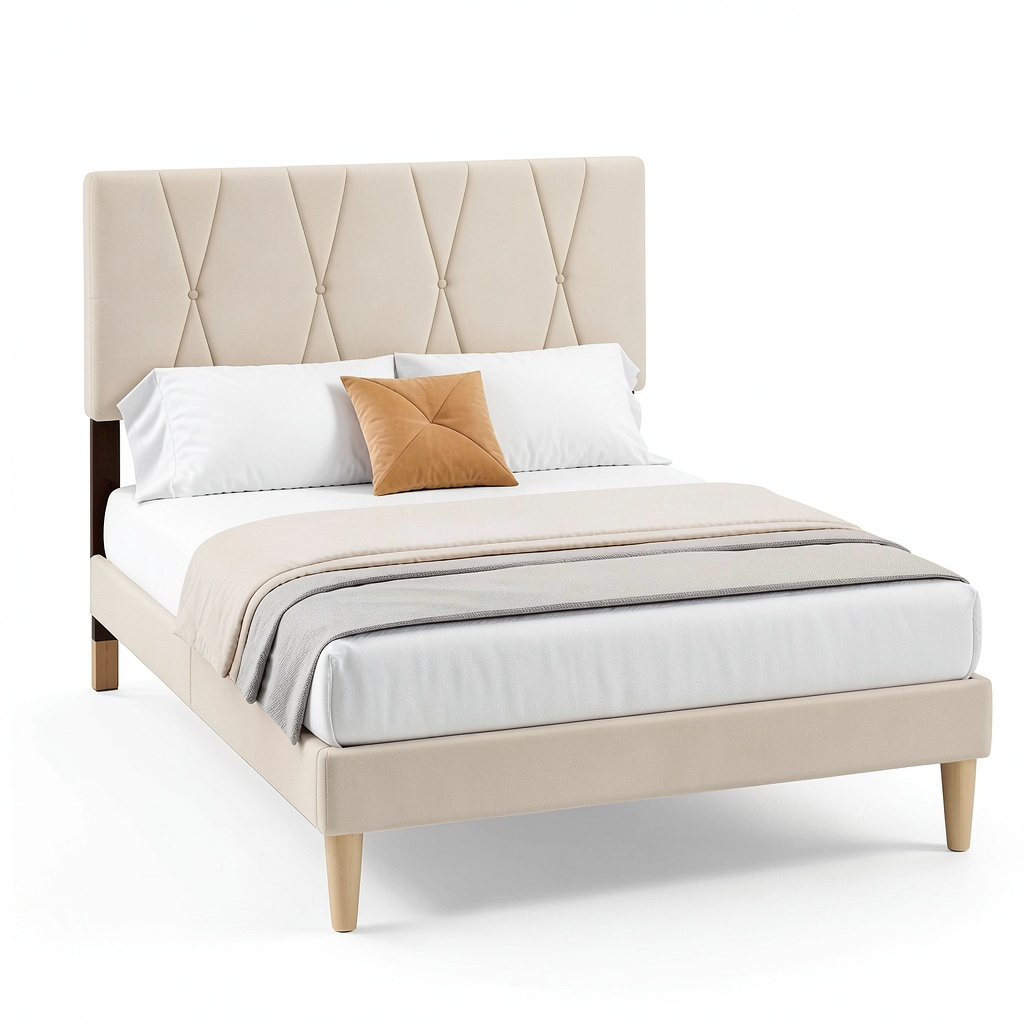 Lit, réglable, avec rangement, avec sommier, coloris beige, 120 x 200 cm, pour la chambre