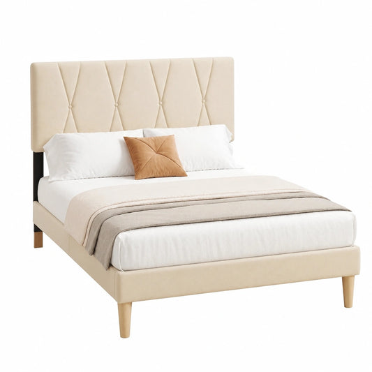 Lit, réglable, avec rangement, avec sommier, coloris beige, 120 x 200 cm, pour la chambre