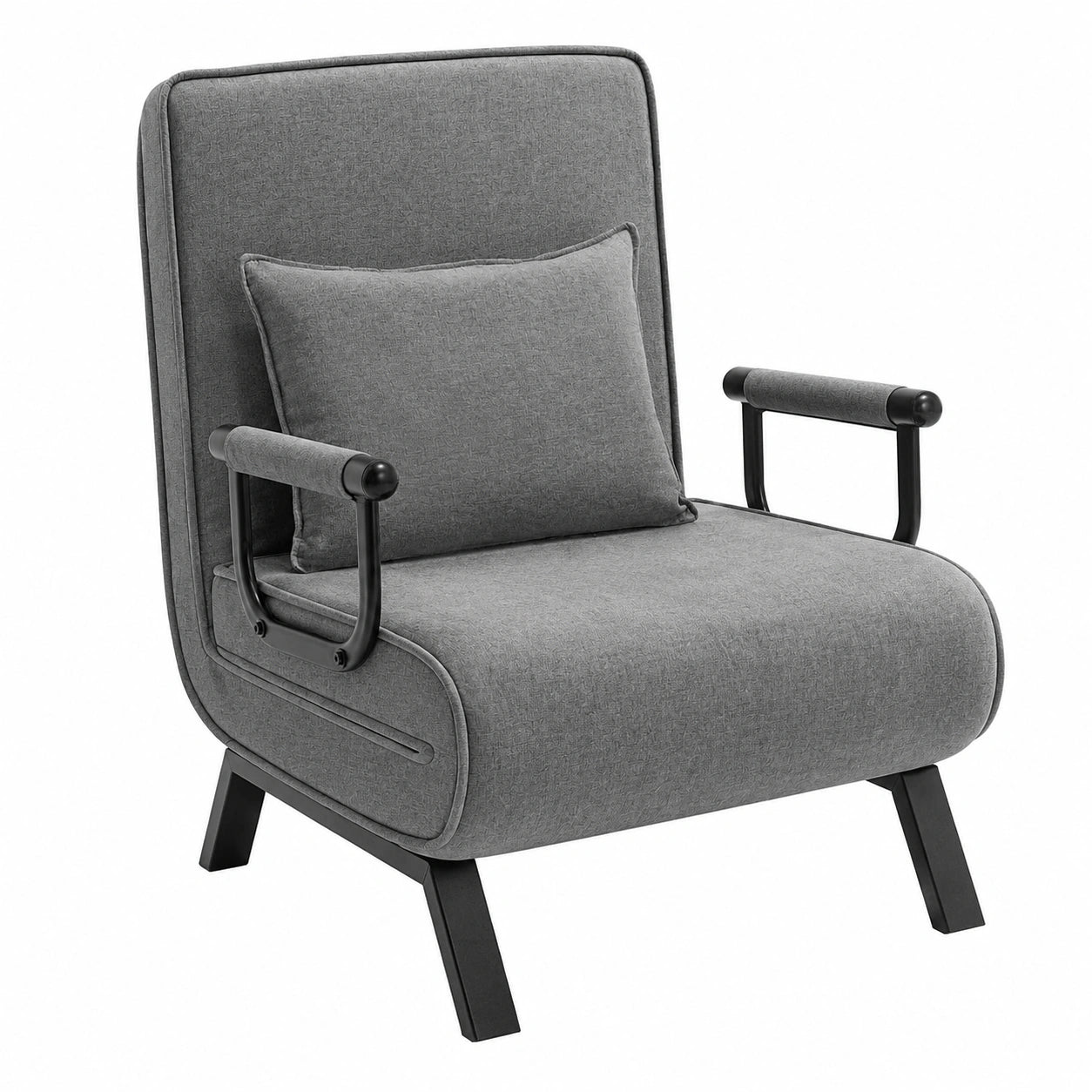Canapé convertible, réglable, rembourré, 80 x 74 x 82 cm, coloris gris, pour le salon ou la chambre d’amis