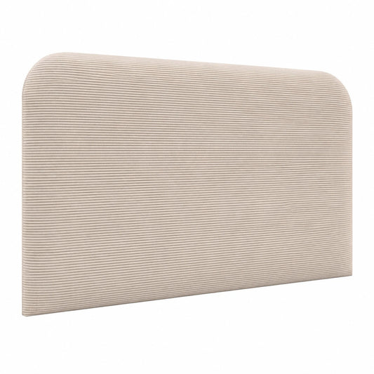 Lit, rembourré, en velours côtelé, coloris beige, pour la chambre